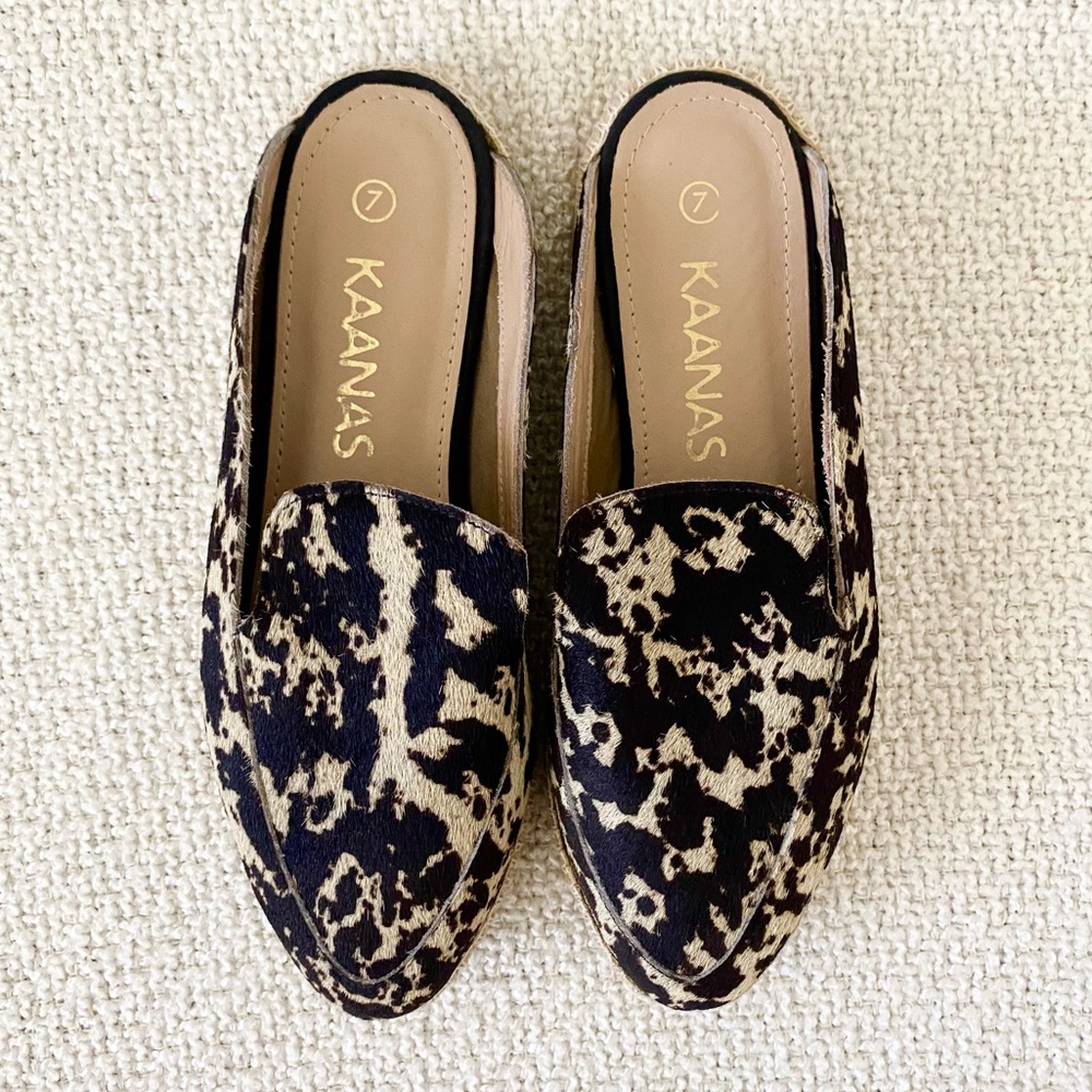 KAANAS La Jolla Calf Hair Cow Espadrille Slide Mule